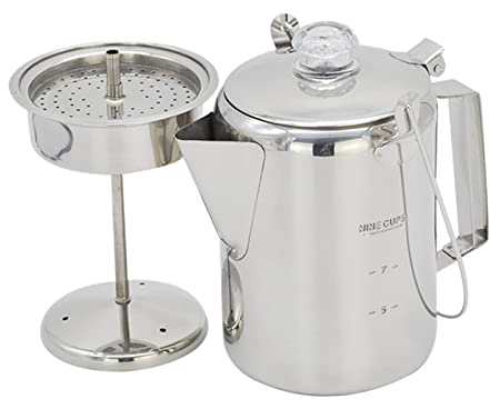 Hellery Camping Kaffeekanne - 9 Tassen Perkolator für Lagerfeuer oder Herd