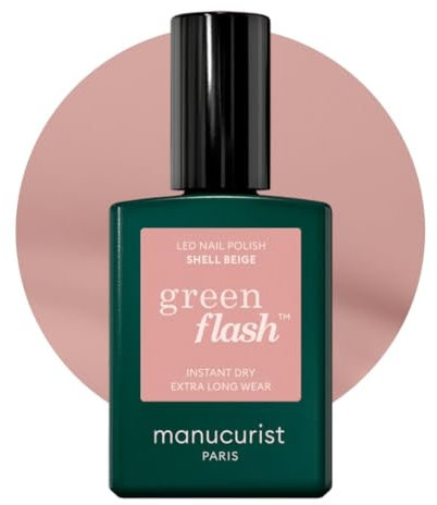 Manucurist Green Flash™ Beige Rosa Gel Nagellack Shell Beige - Hema Free UV Lack, 12-Free Lack, Bio-basiert - Nägel Selber Machen für UV Lampe Nägel