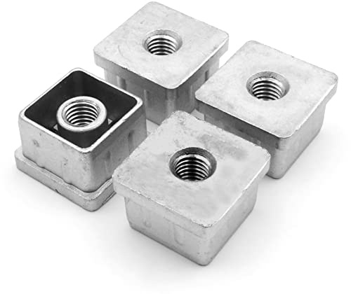 Design61 4x Gewindestopfen Justierstopfen für Quadratrohre aus Zink-Druckguss 30x30 mm x 1,5mm mit M10 Innengewinde