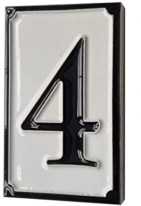 Numéros de maison en céramique italienne peints à la main - Numéro 4 - Noir - Dimensions : 11 x 7 cm