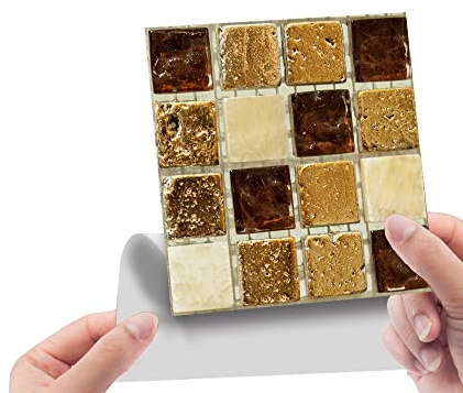 30 Stück Fliesenaufkleber, 15 x 15 cm, Küche Klebefliesen Fliesenfolie, Mosaik Wasserdicht Wandfliesen Selbstklebend, Fliesen Folie für Küche/Bad/Boden/Badezimmer Deko (K)