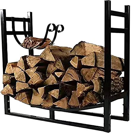 HYQNG Estante para leña, Soporte de Almacenamiento de Madera de Metal, Estante para leña para Interior o Exterior, Soporte para leña con Soporte para leña para Estufa de leña