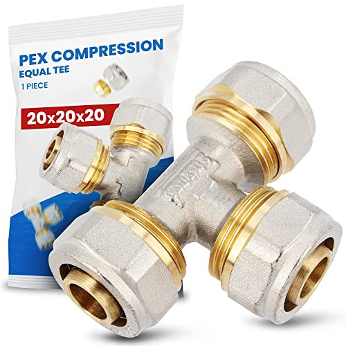 T-Stück PEX-AL-PEX Schraubfitting 20 x 20 x 20 mm Messing Klemmverschraubung Sanitärsystem Heizungsschlauch Rohradapter T-Anschluss