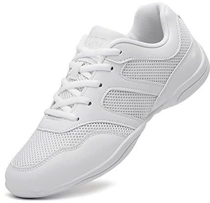 Damen Cheerleading Schuhe Mädchen Leichtgewicht Training Turnschuhe Jazz Yoga Fitness Tanzschuhe Outdoor Walking Sneakers Weiß 33