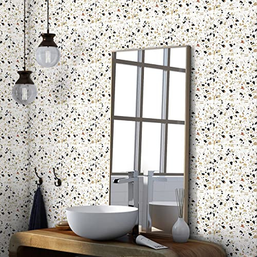 Sticker Mural Carrelage adhésif Cuisine Salle de Bain - 60 Stickers Carreaux DE Ciment TERRAZZO Fiona - 60stickers10x10cm | Carrelage adhésif mural cuisine, pose facile, peel and stick tiles, colle carrelage salle de bain, revêtement mural adhésif