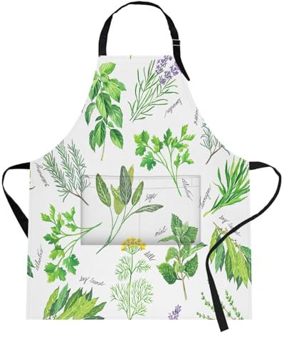 Britimes Schürze für Zuhause, Küche, Kochen, Backen, Gartenarbeit für Damen und Herren, mit Taschen, Kräuterblatt, natürliches Gartenarbeit, Basilikum, 81,3 x 71,1 cm