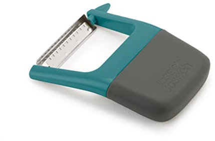 Joseph Joseph Duo Pelador de Patatas, Frutas y Verduras con Mango Ergonómico Antideslizante, Cortador de Juliana y Eliminador de Ojos de Patata, Azul Oscuro