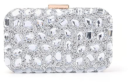 Fecialy Pochette Per le donne Borsa da sera in cristallo Borsa con pietre preziose Borsetta formale con strass Per la festa di nozze