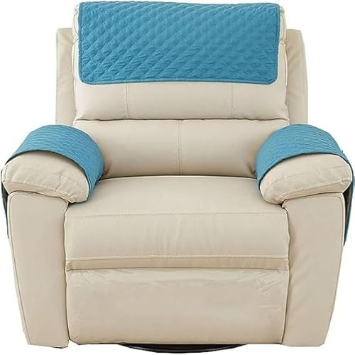 Sofa Armlehnenbezüge，Couch Kopfstützenbezug，Armlehnenschoner，für Armkappen Schonbezüge Sessel Relaxsessel Sofa Armbezug Kopfstützenschutz Sitzbezug Wasserfest Rutschfeste Mit Taschen ( Color : Lake bl