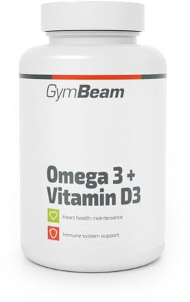 GymBeam Omega 3 e Vitamina D3, 90 Capsule di grassi sani con acido eicosapentaenoico (EPA), acido docosaesaenoico (DHA) e colecalciferolo, Supporta la funzione cardiaca, cerebrale e la vista