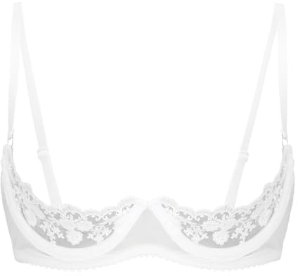 Sxiwei Femme Soutien Gorge Ouvert Sein Nu Lingerie de Nuit Push Up Dentelle Lingerie Bra Bustier Top A Blanc M