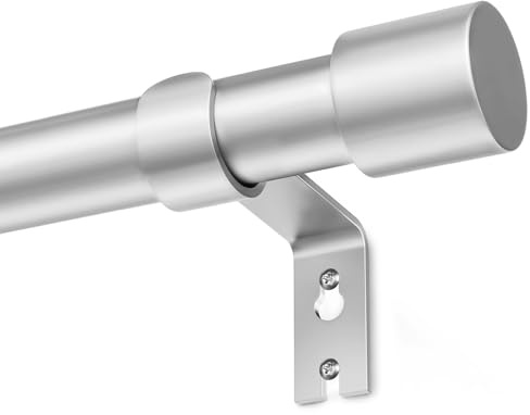 Silber Gardinenstange Vorhangstange Ausziehbar Curtain Rod Gardinenstangen für Fenster Outdoor (Silber, 76 to 380 cm, A2)