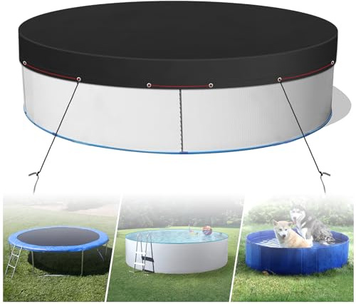 Poolabdeckung Rund Ø 315 cm, Runde Poolabdeckung für oberirdische Pools, UV-Schutz Pool Abdeckplane Mit BodennäGeln für Wasserdicht und Staubdicht (Schwarz)