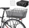 Hinterradkorb – Großer Fahrradkorb mit Gepäcknetz und wasserdichter Abdeckung, Drahtfahrradkörbe hinten, große Kapazität
