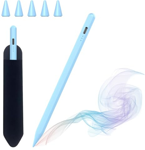 Pencil für Apple ipad, Stylus Stift für iPad 2018-2026 Palm Rejection | Schnellladung, Neigungssensitivität für iPad 11 A16/10/9/8/7/6, Mini 6/5, Air 5/4/3/M2/M3/M4, Pro 3/4/5/6/M4 Gen, Hellblau