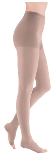 medi mediven Plus Kompressions-Strumpfhose | Strapazierbar | Antibakterielle Wirkung | KKL 2 | Größe: III | Farbe: Cashmere | Geschl. Spitze | Normal | Ohne Haftband