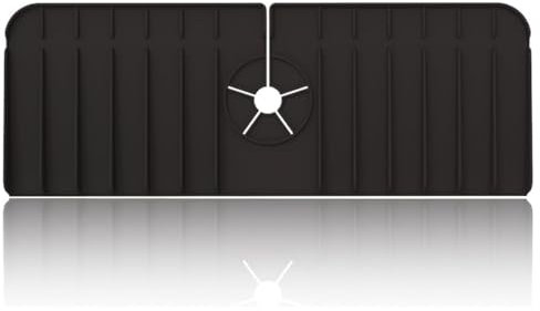 EORPAVU Kitchen Sink Mats,Silicone Kitchen Faucet Drain Mat Anti-Splash for Washbasin,Faucet Drain Pad,37*14cm(Black)