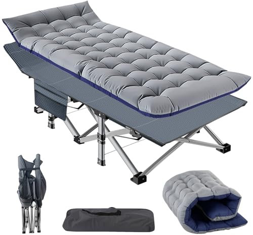 ZIKEBTUY Feldbett Klappbar mit Matratze Tragfähigkeit 200 Kg Gästebett Campingbett, 1200D Oxford-Gewebe Klappbett 190×71×36 cm Erwachsene mit Tragetasche für Outdoor Indoor Garten Camping (Grau)