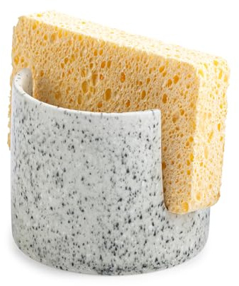 Zoeeker Kitchen Sink Sponge Holder, Dish Sponge Rack Ceramic Brush Holder Farmhouse Kitchen Dish Rack for Brush, Scrubbers, Bathroom, Sink, Speckled Glaze