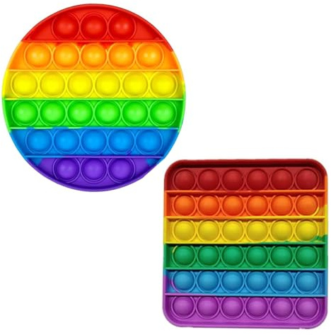 2 piezas Pop It Juguetes Pop It Baby Plopp Juguetes Popped, juguete antiestrés, juguete antiestrés para niños, juguete antiestrés arco iris para niños y adultos (cuadrado, redondo)