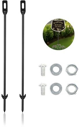 Acuxiaza Black Yard Sign Stakes 2 Pack Yard Sign Holder 16.5 x 0.3 Inches Heavy Duty Metal Stakes For Garden Stainless Steel Garden Stakes Plant Support Sticks For Outdoor（Hardware Included）Black