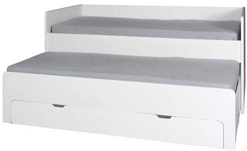 Lomadox Jugendzimmer Bett Funktionsbett Bett Einzelbett integrierter Schreibtisch und Schrank Liegefläche 90x200cm weiß mit anthrazit 135x90x204 cm