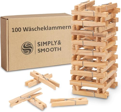 SimplySmooth 100 klädnypor i bambu – nypor för ditt torkställ – bambusnypor för din tvätt – klädklämmor som reservnypor