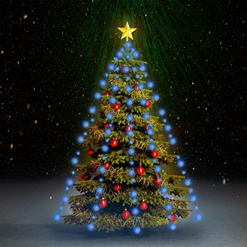 Tidyard Weihnachtsbaum-Lichternetz Tannenbaum Lichterbaum Weihnachtsdeko Beleuchtung Außen Beleuchtet Lichterkette Indoor Outdoor mit 180 LEDs Blau 180 cm