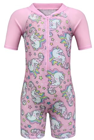 Aduya Girls Swimming Costume Kids One Piece Swimsuit Unicorn Swimwear Swimming Lesions Zipper Suit Rash Guard Surfing Beachwear UV Protection Bathing Suit