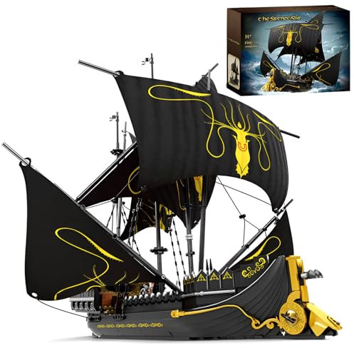 SymGrpu Piratenschiff Bausteine Bausatz, Die Stille Schiff Klemmbausteine für Erwachsene, Luxuriöses Schiff Segelboot Modell Spielzeug, Piraten Fans Jugendliche, 1560PCS