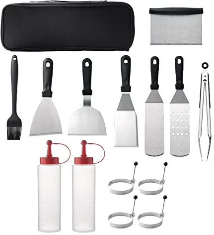 CVNIMV Stainless Steel Grilling Kit, BBQ Tools Set, Grill Accessories with Storage Bag, Portable Grilling Utensil Kit, Suitable for Travel, Picnics, RVs, Camping, BBQs, Parties