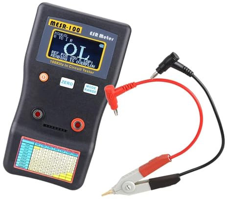 QZCX Multimètre MESR-100 ESR Capacité Ohm Mètre Professionnel Mesure Résistance Interne du Condensateur Capacité Testeur de Circuit Forte autonomie de la Batterie(with SMD Test Clip)