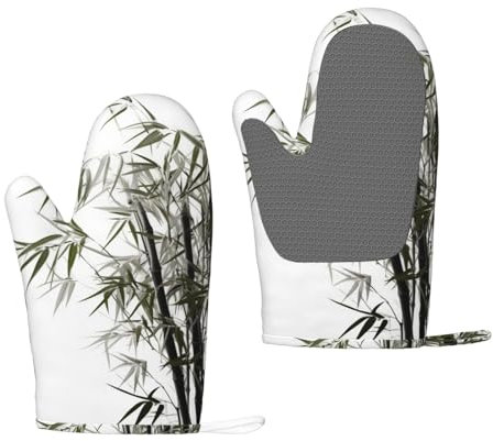 Asian Tree Oven Mitts Set of 2 Heat Resistant Silicone Oven Gloves with Soft Lining Non-Slip Kitchen Cooking Mitt Long Waterproof Potholders Kitchen Essentials