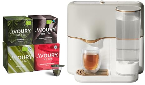 Avoury One Teemaschine – Premium Kapsel-Teebereiter mit innovativer Brühkammer, automatischer Temperaturregelung, für perfekten Teegenuss, modernes Design (Copper Cream, im Bundle)