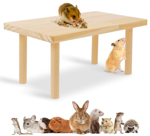 WANDGU Hamster Plattform aus Holz: Hamsterplattform Kletterspielzeug, Hamster Zubehör für Den Käfig, Hamster Plattform für Hamster, Gerbils, Mäuse - 24 x 12 x 14 cm