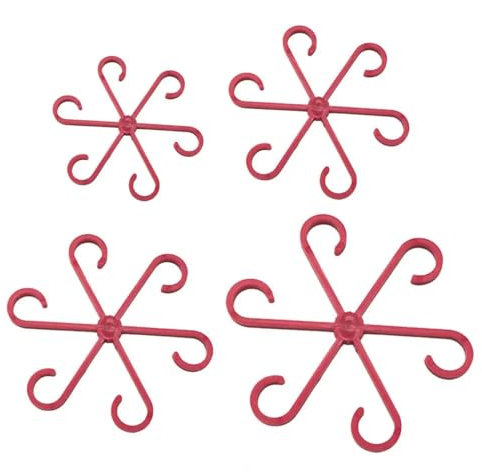 KBLDOPN 4 Stück Stielstütze Blattstützen Rankenstützklammern Kletterpflanzen for aufrechten Wachsen Kunststoff-Pflanzenstützklammern FüR Zimmerpflanzen Und Blumen(Red)