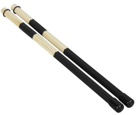 Baquetas de Bambú 2 Piezas para Batería, Jazz y Bandas Juveniles | Agarre Cómodo y Portátil, Acabado Negro, Uso en Foso Orquestal y Práctica Musical, Set de Dos Piezas