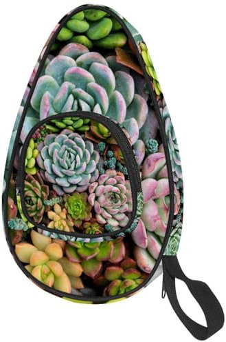 VAPOKF Housse pour raquette de tennis de table, plantes grasses, cactus, plantes grasses, pagaies, ping-pong, raquette de tennis de table, sac de pagaie avec pochette pour 4 à 5 balles