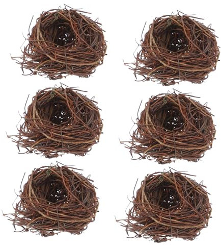 BESTonZON 6stücke Gartenornamente Aus Künstlichem Vogelnest Miniatur-vogelnester Für Frühlingsdekoration Gewebte Vogelnester Für Partydekorationen Osterornamente Für Zuhause