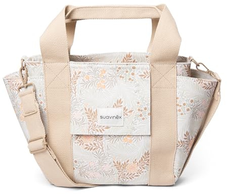 Suavinex, Bolso Maternidad, Bolso Organizador para el Carrito del Bebé tipo Panera, Con Asas Ajustables al Carrito, Cierre de Cremallera, Compacto y de Gran Capacidad, con Bolsillos Interiores, Beige