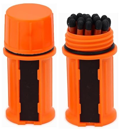 Seymal Kit De Supervivencia con Cerillas Impermeables, 20 Piezas/Barril, Kit De Cerillas a Prueba De Tormentas for Exteriores con Estuche, Cerillas Portátiles for Emergencias Al Aire Libre