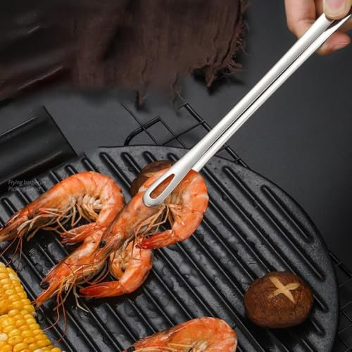 Stainless Steel Kitchen Tongs 2 Pack of Straight Grill Tweezers for Effortless Cooking (Silver)