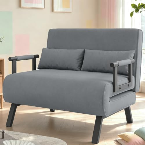 Hawthyhome Schlafsessel 4 in 1 Schlafsofa mit Bettfunktion 97cm Dunkelgrau
