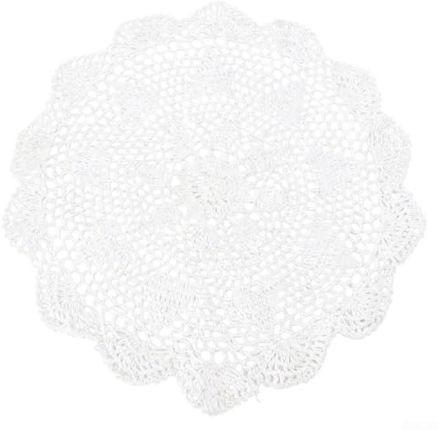 Centrotavola in cotone all'uncinetto, tovaglia rotonda in pizzo vintage, per tavolo da pranzo, bar, hotel, casa, festa di nozze, decorazione (bianco 45 cm)
