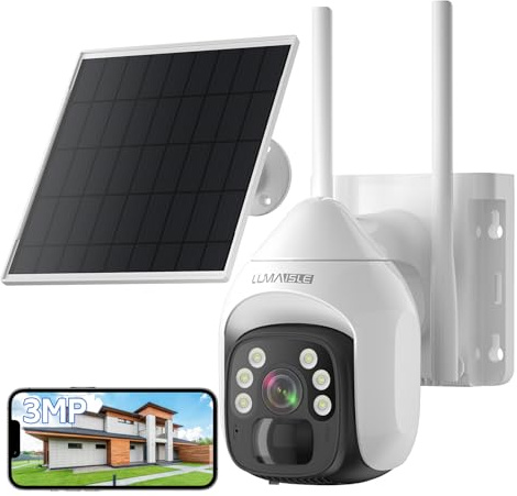 2K Solar Security Camera Outdoor Wireless, 360° Pan Battery Camera with Solar Panel, WiFi CCTV Camera Systems, Siren Alarm,Color Night Vision, PIR Motion Detection, 2-Way Audio, Support 5G/2.4G WiFi