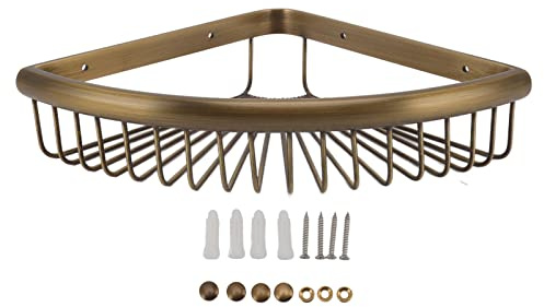 LjwZekyrnt Caddy per doccia ad angolo vintage in ottone triangolare per portaoggetti, mensola per bagno, organizer per angolo