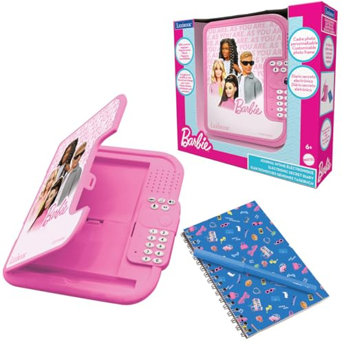Lexibook, Barbie, Diario Elettronico Barbie con Penna e quaderno Inclusi, interattivo, protetto da Password, Caratteristiche Divertenti, Effetti sonori, Rosa, SD50BBLXB