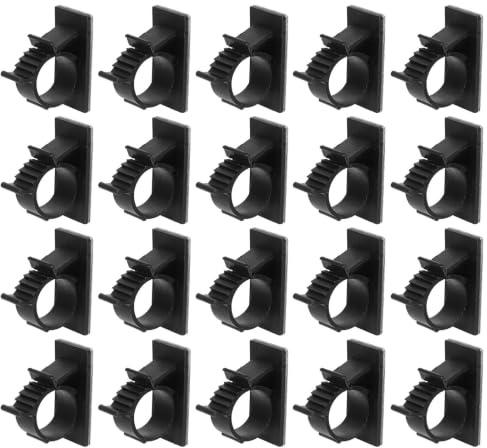 Lot de 50 Pinces de Fixation pour Tuyaux en Plastique Noir | Autocollantes et Réutilisables, pour Tubes et Conduites D’eau, Usage Maison ou Bureau