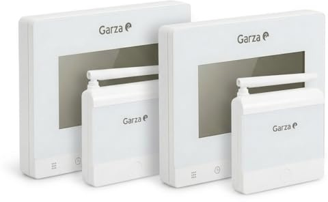 GARZA Fuji Pack de 2 Termostatos Digitales Programables para Caldera y Calefacción, Pantalla Táctil, Programación Semanal 7 Días, 6 Programas Diarios, Regulación 5‑35 °C, Blanco
