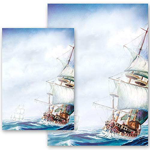 100 Blatt Briefpapier Reisemotiv AUF DEM MEER - DIN A5 Format - Paper-Media